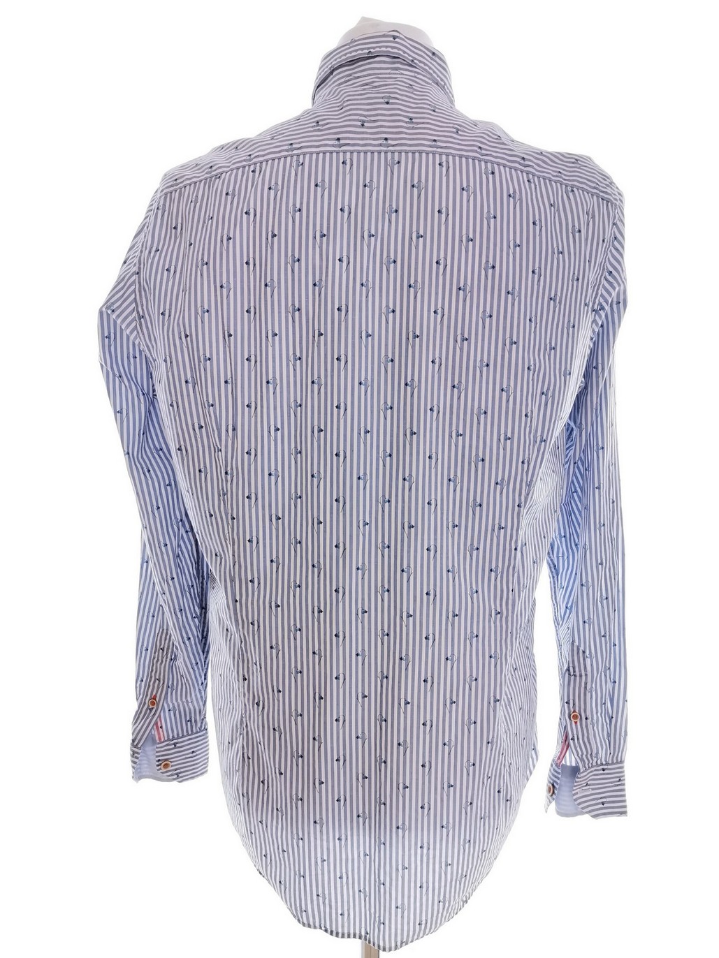 IMG_20210517_120235.jpg Ted Baker Rozmiar 5 (L) Kolor Niebieski Pasy Kołnierz Męska Koszula Casual Długi rękaw Materiał Bawełna 100%