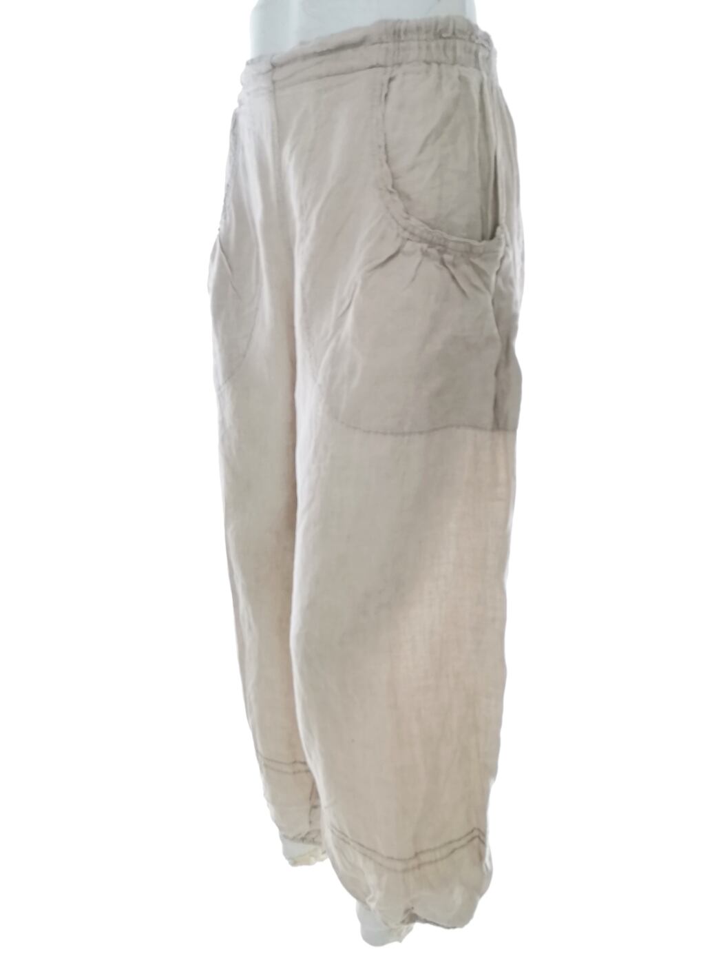 Uno Rozmiar ONE SIZE (34) Kolor Beżowy Spodnie Casual Materiał Len 100%