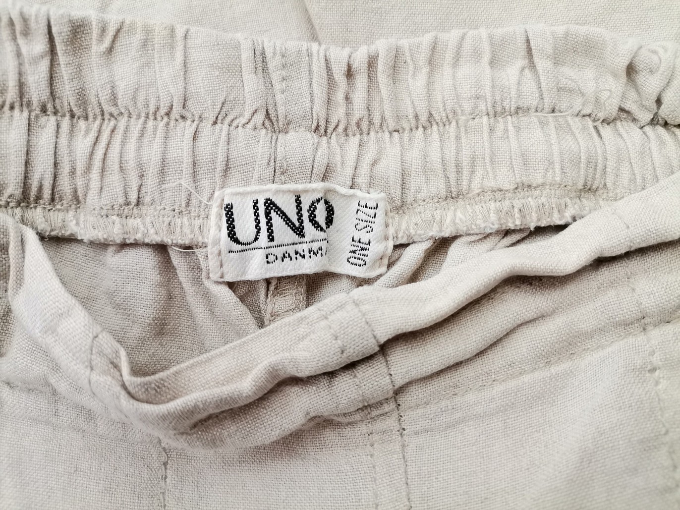 Uno Rozmiar ONE SIZE (34) Kolor Beżowy Spodnie Casual Materiał Len 100%