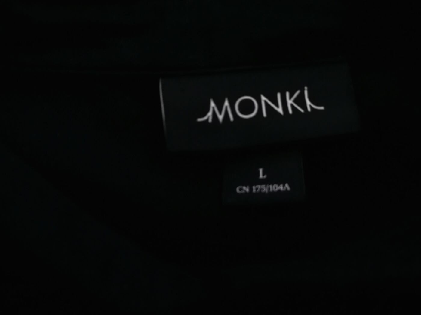 Monki Rozmiar L Kolor Czarny Kołnierz Sukienka Koszulowa Długi rękaw Midi