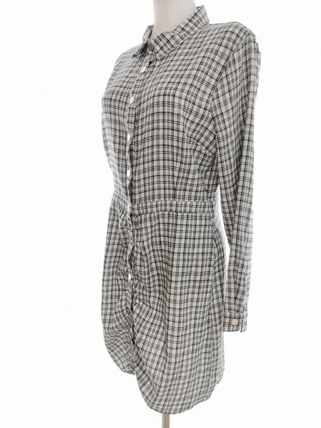 Missguided Rozmiar 14 (42) Kolor Biały Krata Kołnierz Tunika Zapinana Bluzka Długi rękaw Materiał Bawełna Missguided Rozmiar 14 (42) Kolor Biały Krata Kołnierz Tunika Zapinana Bluzka Długi rękaw Materiał Bawełna