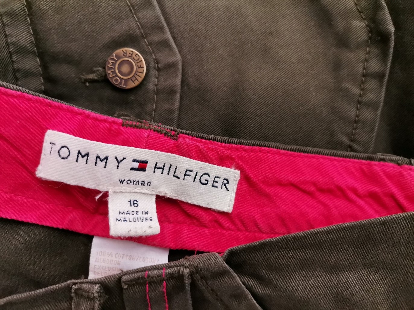 IMG_20210518_124044.jpg Tommy hilfiger Rozmiar 16 (44) Kolor Khaki Spodnie Casual Materiał Bawełna 100%