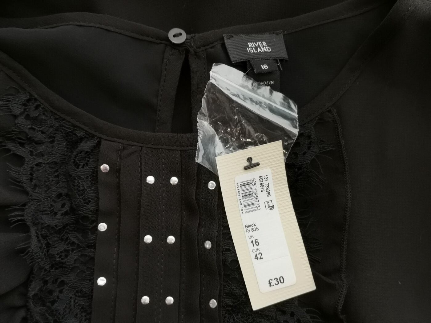 River island Rozmiar 16 (42) Okrągły dekolt Bluzka Top na ramiączka Długi rękaw
