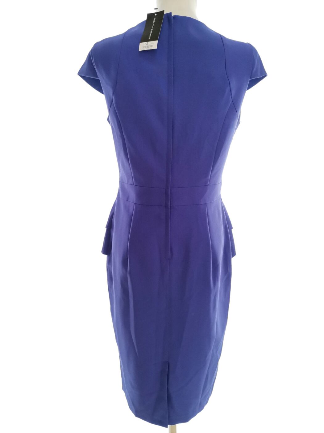 Dorothy perkins Rozmiar 12 (40) Kolor Granatowy Kwadratowy dekolt Sukienka Ołówkowa Krótki rękaw Midi Dorothy perkins Rozmiar 12 (40) Kolor Granatowy Kwadratowy dekolt Sukienka Ołówkowa Krótki rękaw Midi