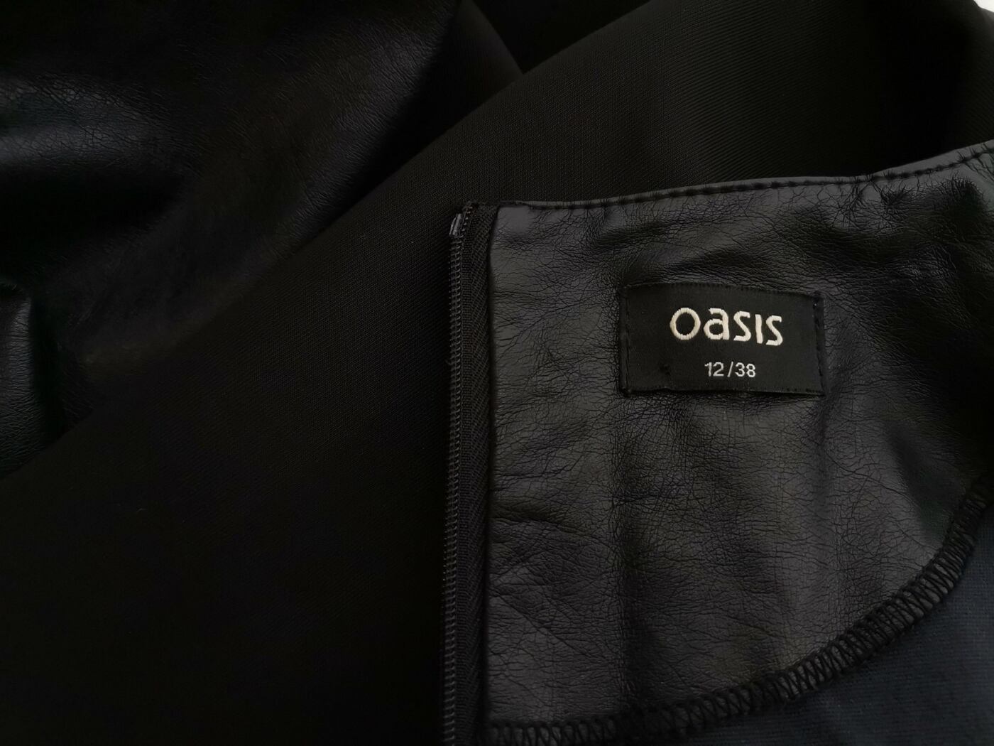 Oasis Rozmiar 12 (38) Kolor Czarny Okrągły dekolt Sukienka Sheath Długi rękaw Do Kolan