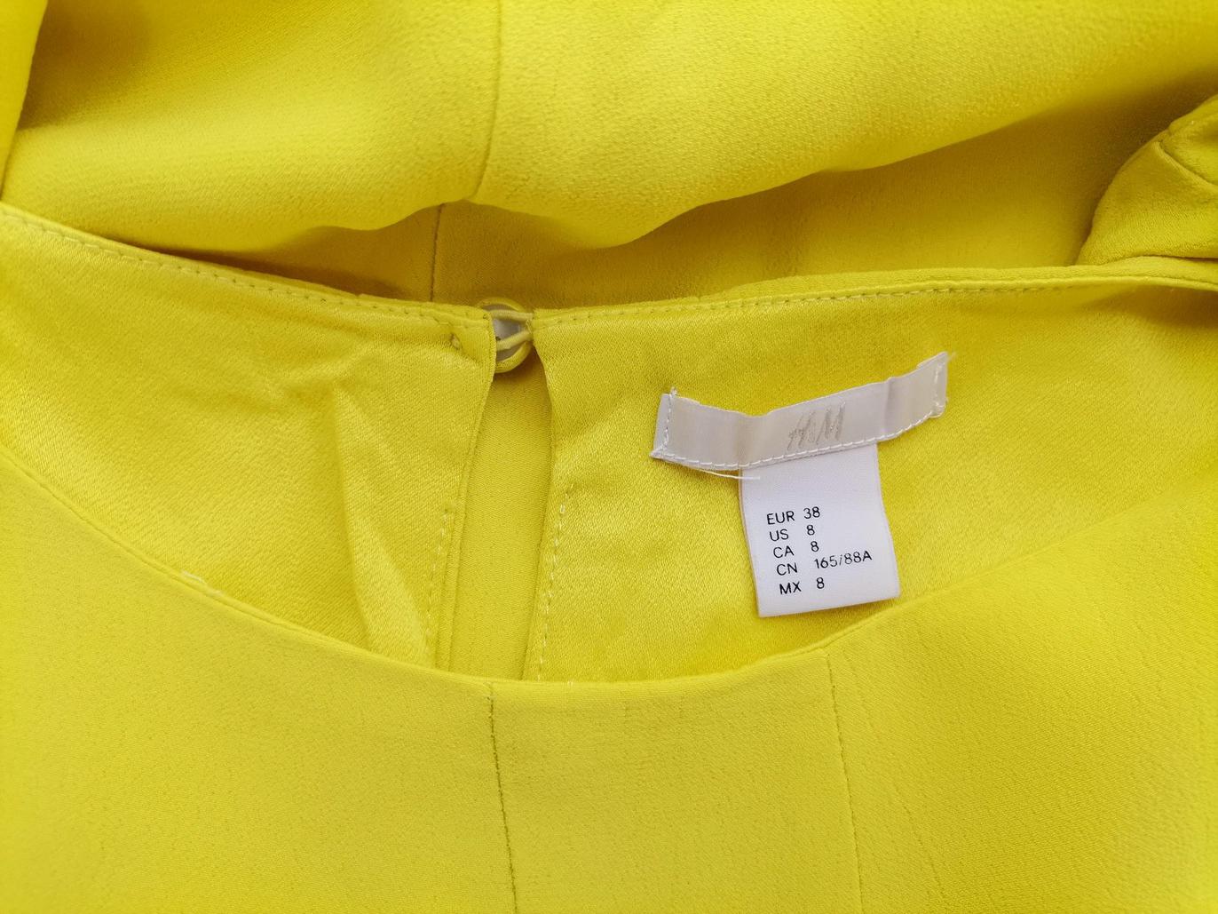 H&m Rozmiar 38 Kolor Żółty Okrągły dekolt Sukienka Prostokątna Bezrękawnik Do Kolan