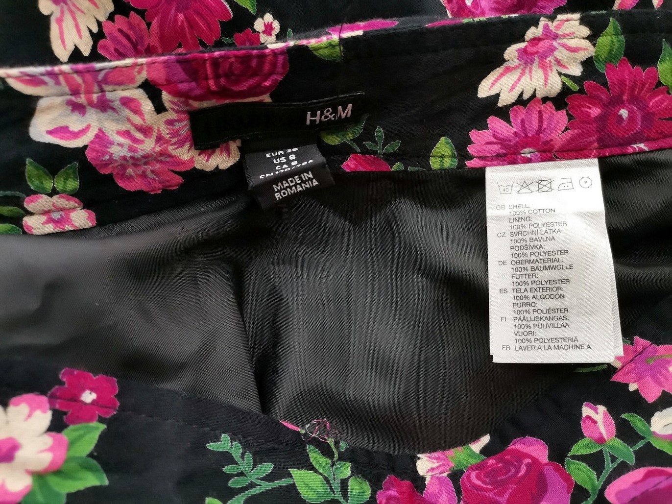 H&m Rozmiar 38 Kolor Czarny Spódnica Rozkloszowana Midi Materiał Bawełna 100%