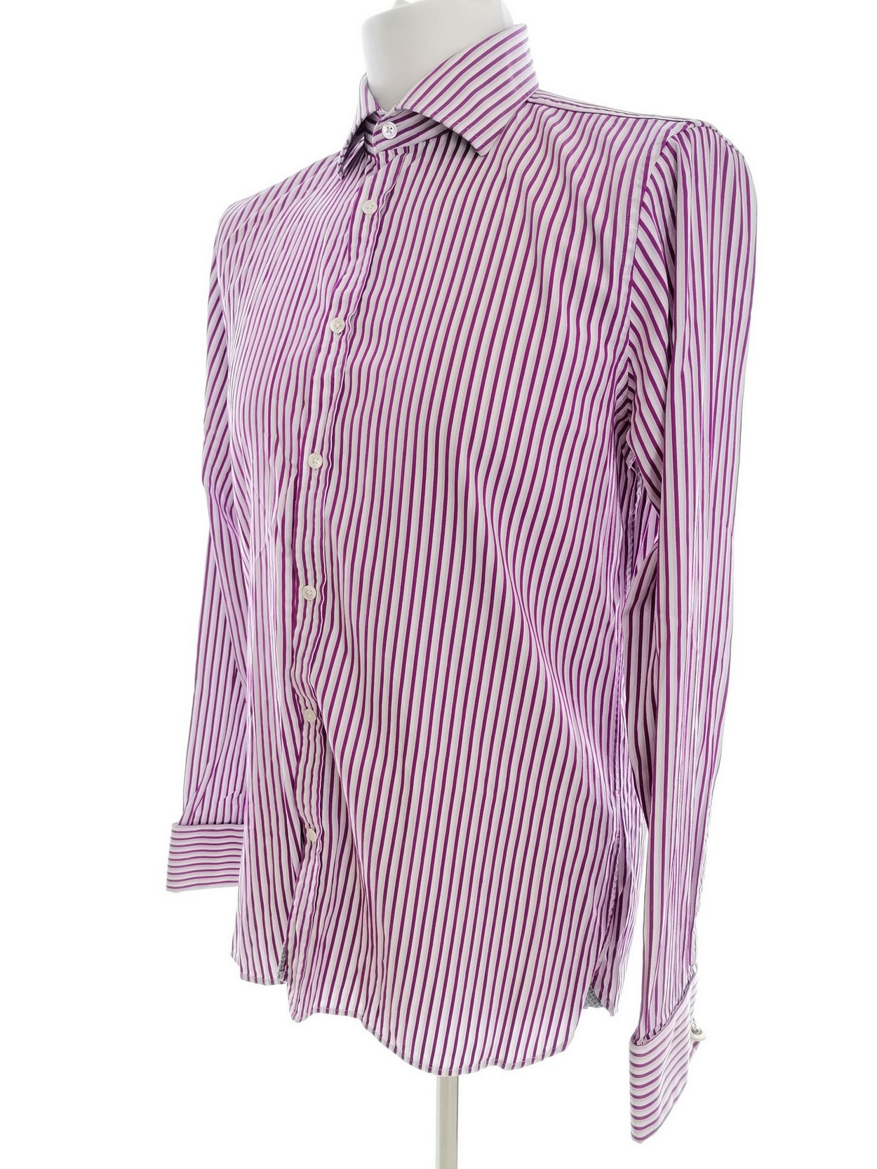 IMG_20210519_141223.jpg Ted Baker Rozmiar 16 (40) Kolor Fioletowy Pasy Kołnierz Męska Koszula Elegancka Długi rękaw Materiał Bawełna 100%