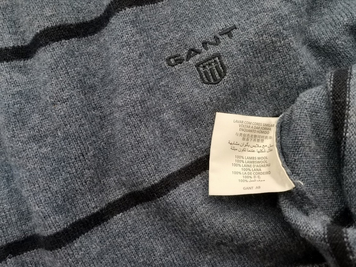 IMG_20210519_141551.jpg Gant Rozmiar XL Kolor Niebieski Pasy Męski Sweter Długi rękaw Materiał Wełna Jagnięca 100%