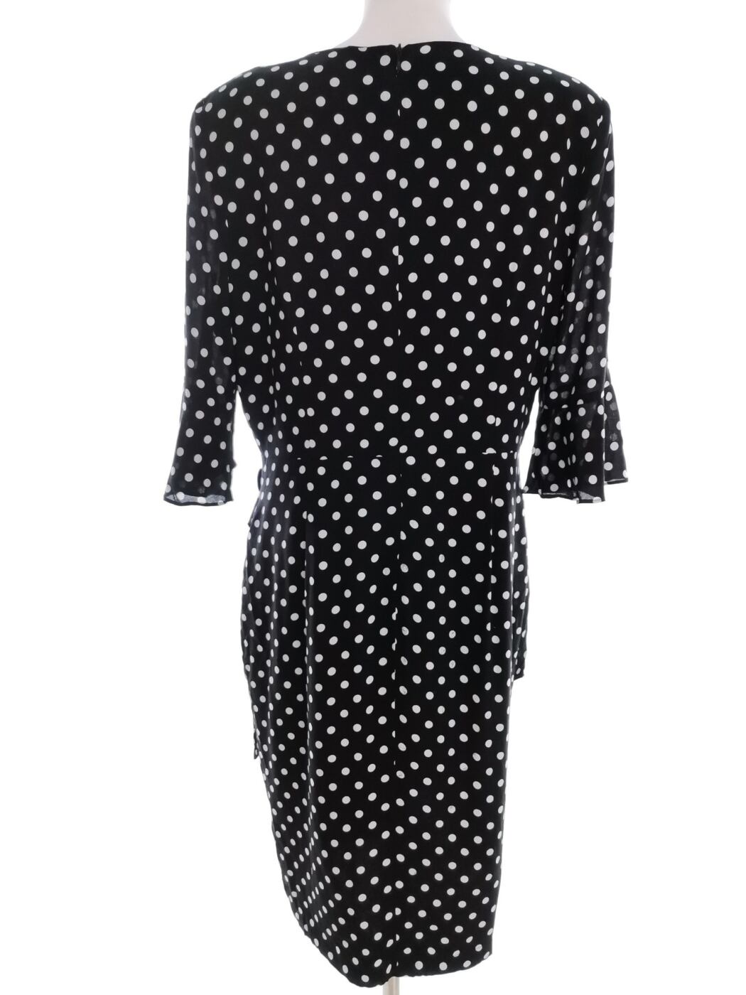 Floryday Rozmiar XL Kolor Czarny Grochy W serek Sukienka Zawijana Rękaw 3/4 Midi Floryday Rozmiar XL Kolor Czarny Grochy W serek Sukienka Zawijana Rękaw 3/4 Midi