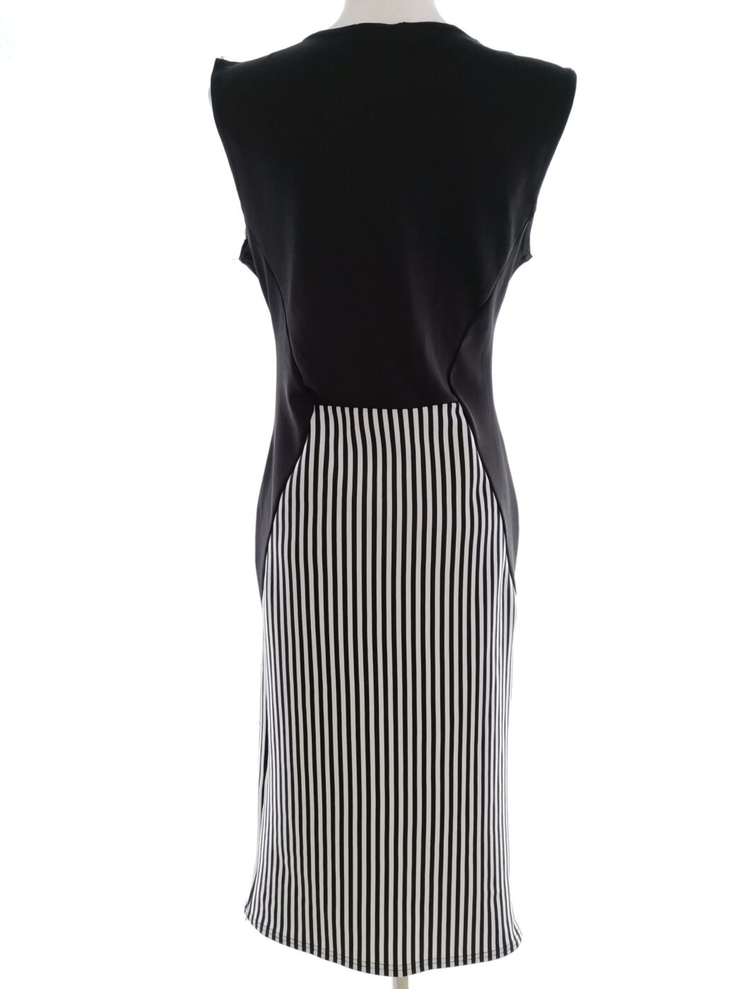 Liquid Rozmiar 14 (42) Kolor Czarny Pasy W serek Sukienka Bodycon Bezrękawnik Midi Liquid Rozmiar 14 (42) Kolor Czarny Pasy W serek Sukienka Bodycon Bezrękawnik Midi