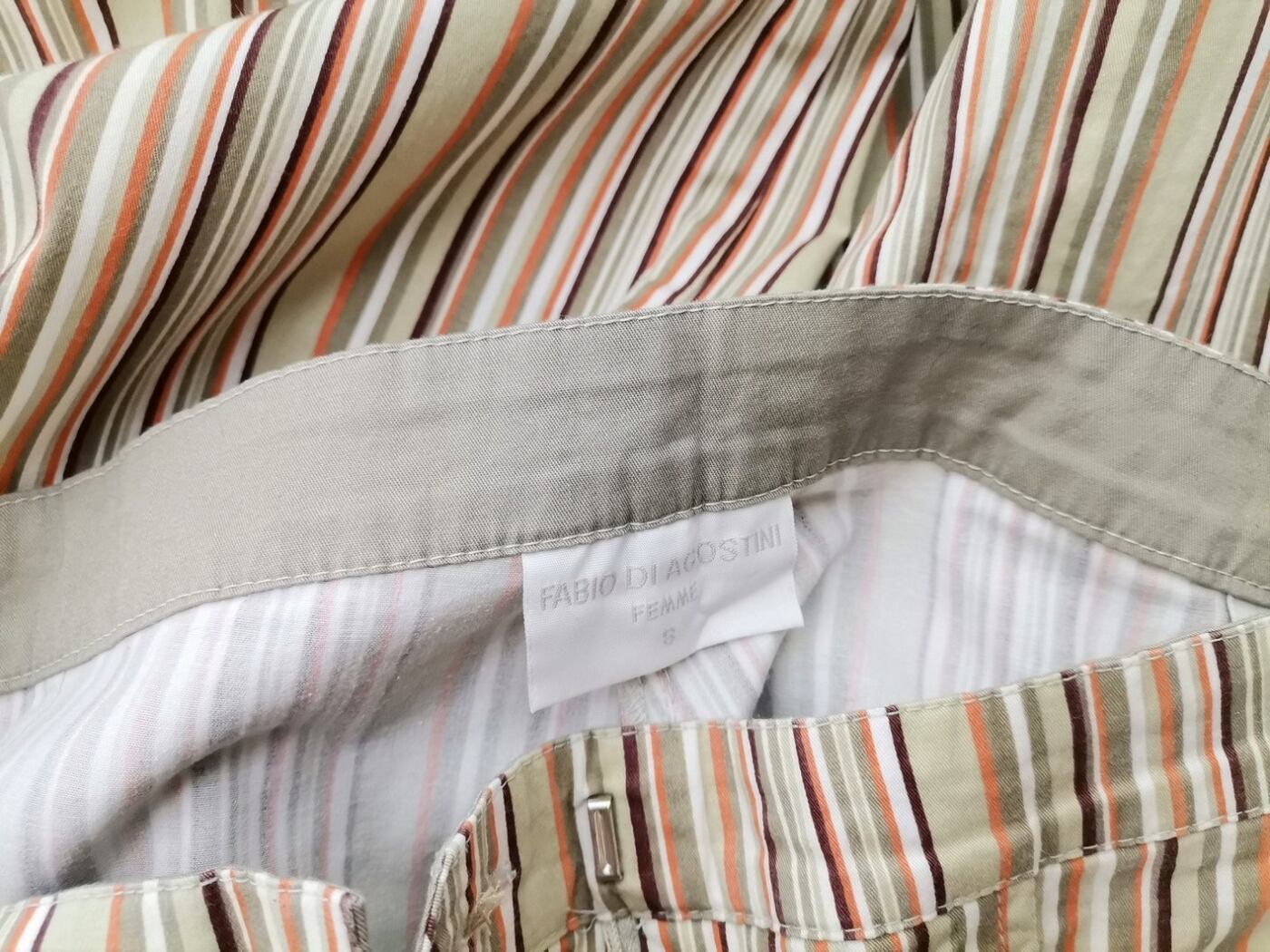 Fabio di Agostini Rozmiar S Kolor Khaki Pasy Spodnie Casual Materiał Bawełna