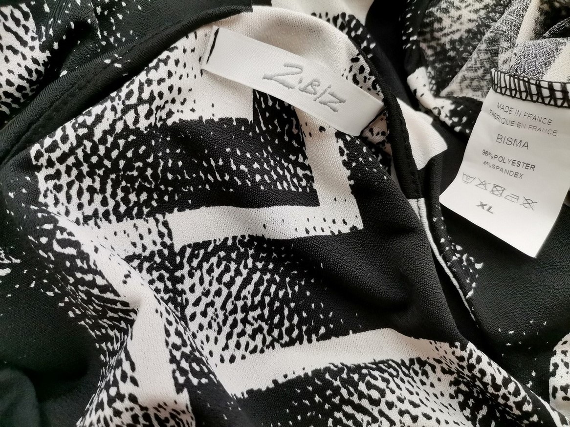 2 Biz Rozmiar XL Kolor Czarny W serek Sukienka Sheath Krótki rękaw Midi