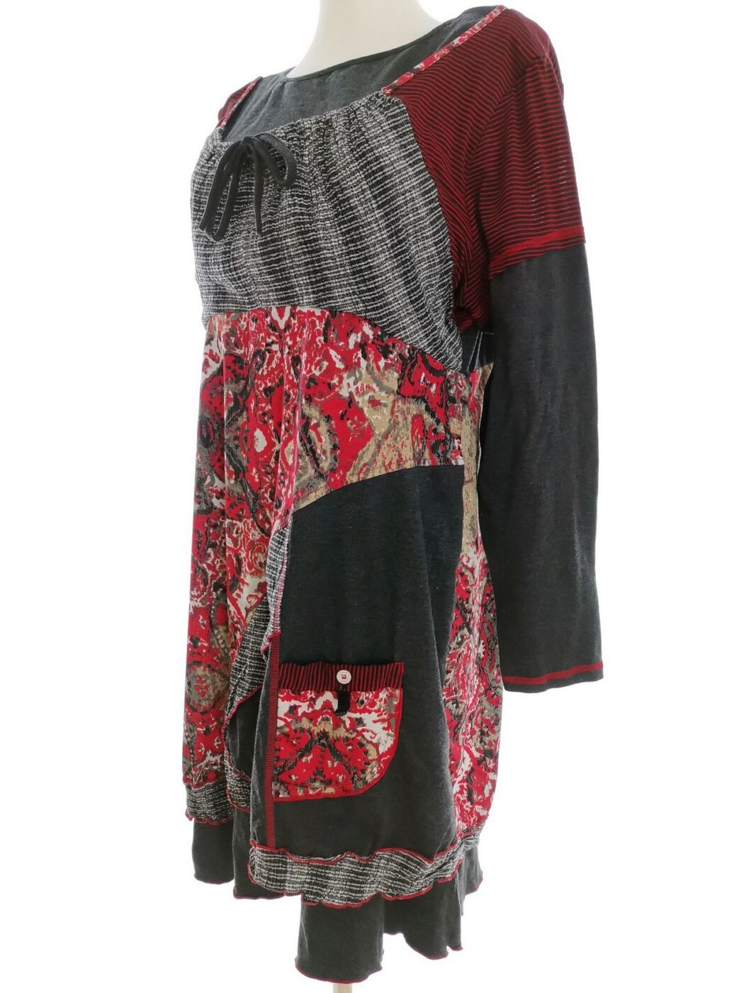 S. Quise Rozmiar 48 Kolor Szary Pasy Crew Neck Sukienka Sweterkowa Długi rękaw Do Kolan S. Quise Rozmiar 48 Kolor Szary Pasy Crew Neck Sukienka Sweterkowa Długi rękaw Do Kolan