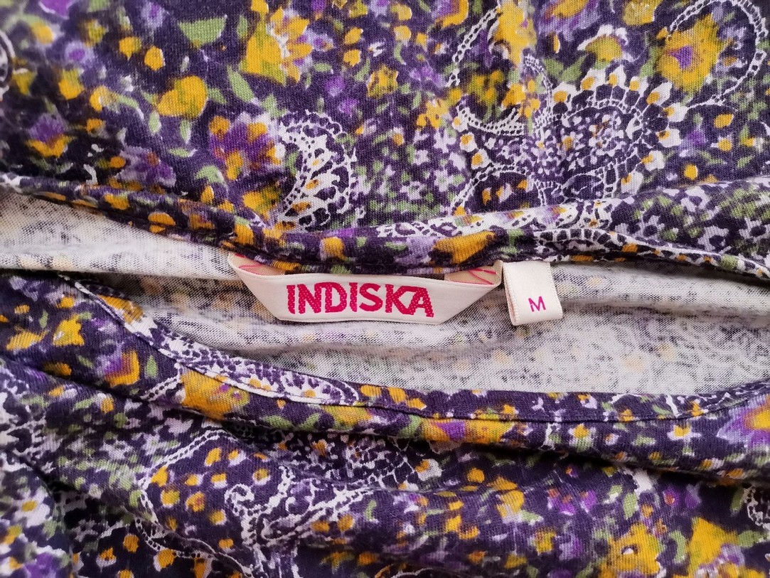 Indiska Rozmiar M Kolor Fioletowy Okrągły dekolt Sukienka A-Line Krótki rękaw Midi Materiał Modal Indiska Rozmiar M Kolor Fioletowy Okrągły dekolt Sukienka A-Line Krótki rękaw Midi Materiał Modal