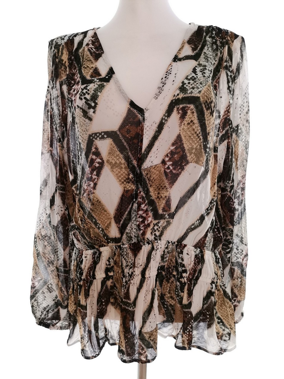 IMG_20210524_121519.jpg H&m Rozmiar 44 Kolor Brązowy W serek Bluzka Długi rękaw