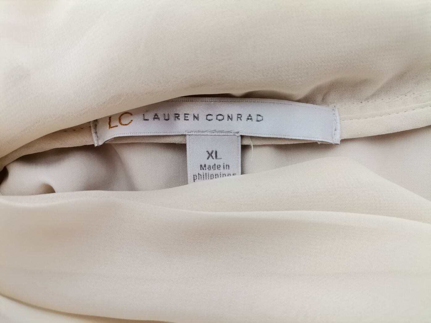 Lauren Conrad Rozmiar XL Kolor Kremowy W serek Długi Otwarty Kardigan Rękaw 3/4 Materiał Modal Cienka dzianina