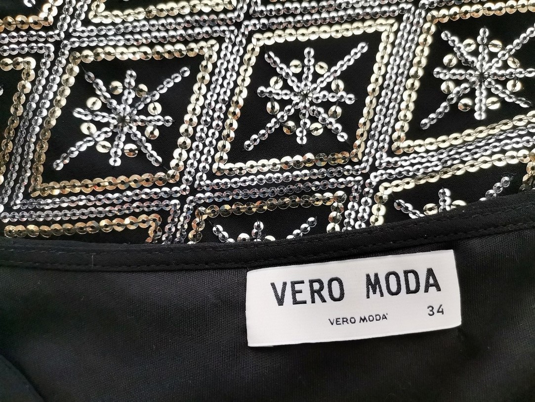 Vero moda Rozmiar 34 Kolor Czarny Okrągły dekolt Sukienka Blouson Bezrękawnik Do Kolan Vero moda Rozmiar 34 Kolor Czarny Okrągły dekolt Sukienka Blouson Bezrękawnik Do Kolan