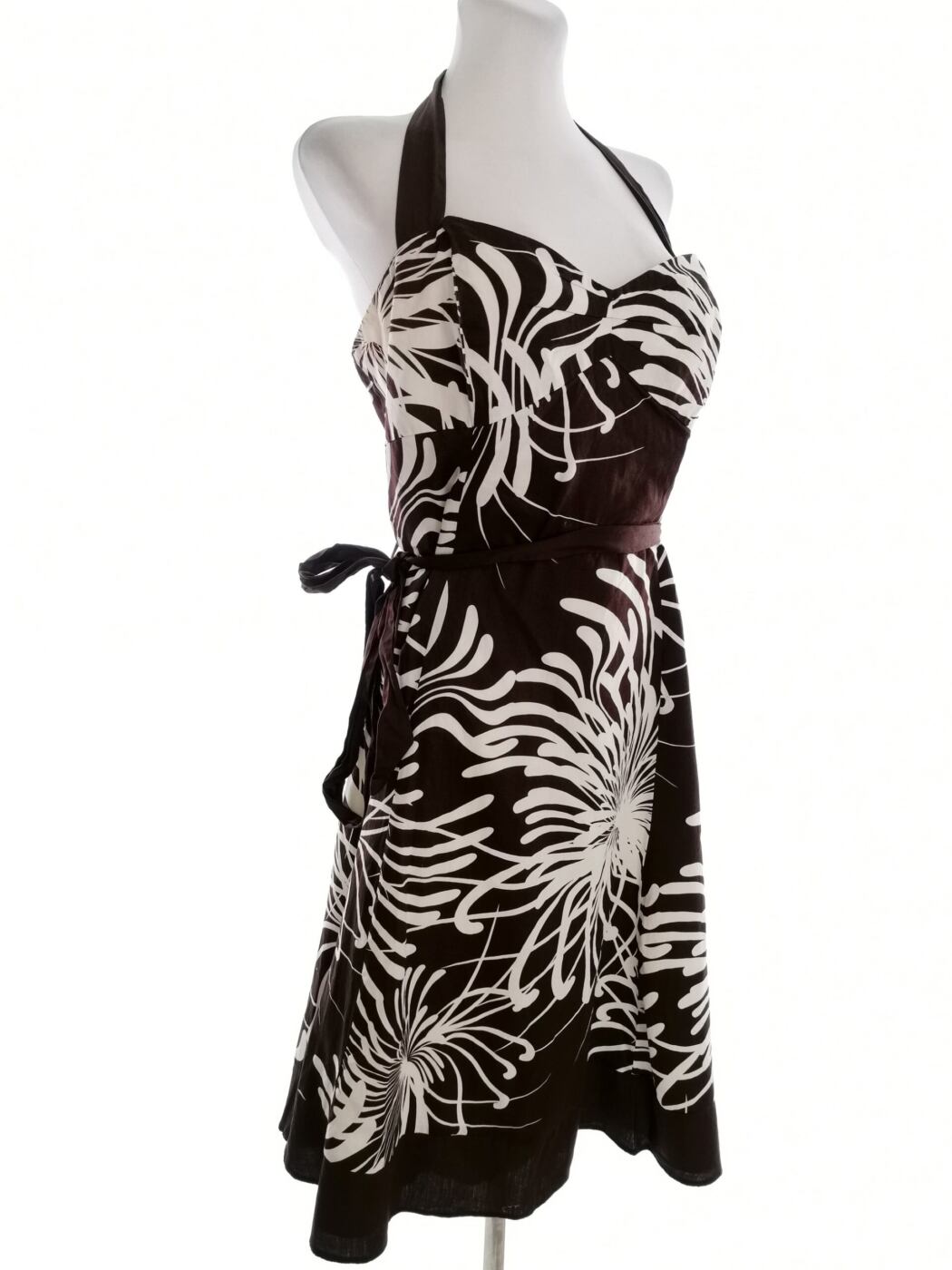 Rocha. John Rocha Rozmiar 18 (46) Kolor Brązowy Halter Sukienka Maxi Bezrękawnik Długa Materiał Bawełna 100% Rocha. John Rocha Rozmiar 18 (46) Kolor Brązowy Halter Sukienka Maxi Bezrękawnik Długa Materiał Bawełna 100%
