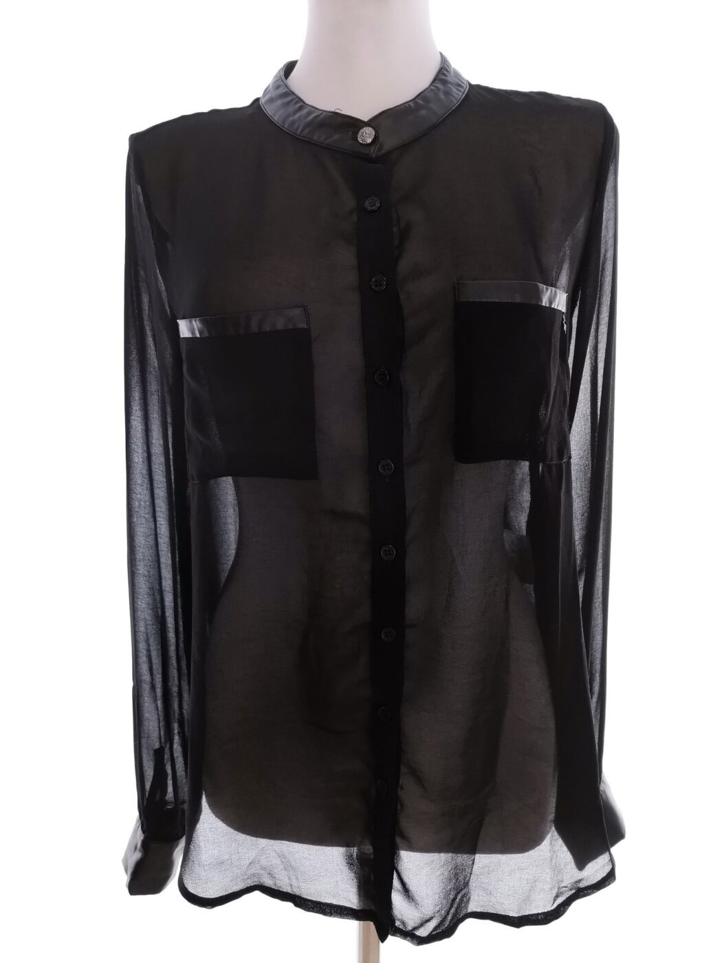 Culture Rozmiar S Kolor Czarny Crew Neck Bluzka Zapinana Długi rękaw