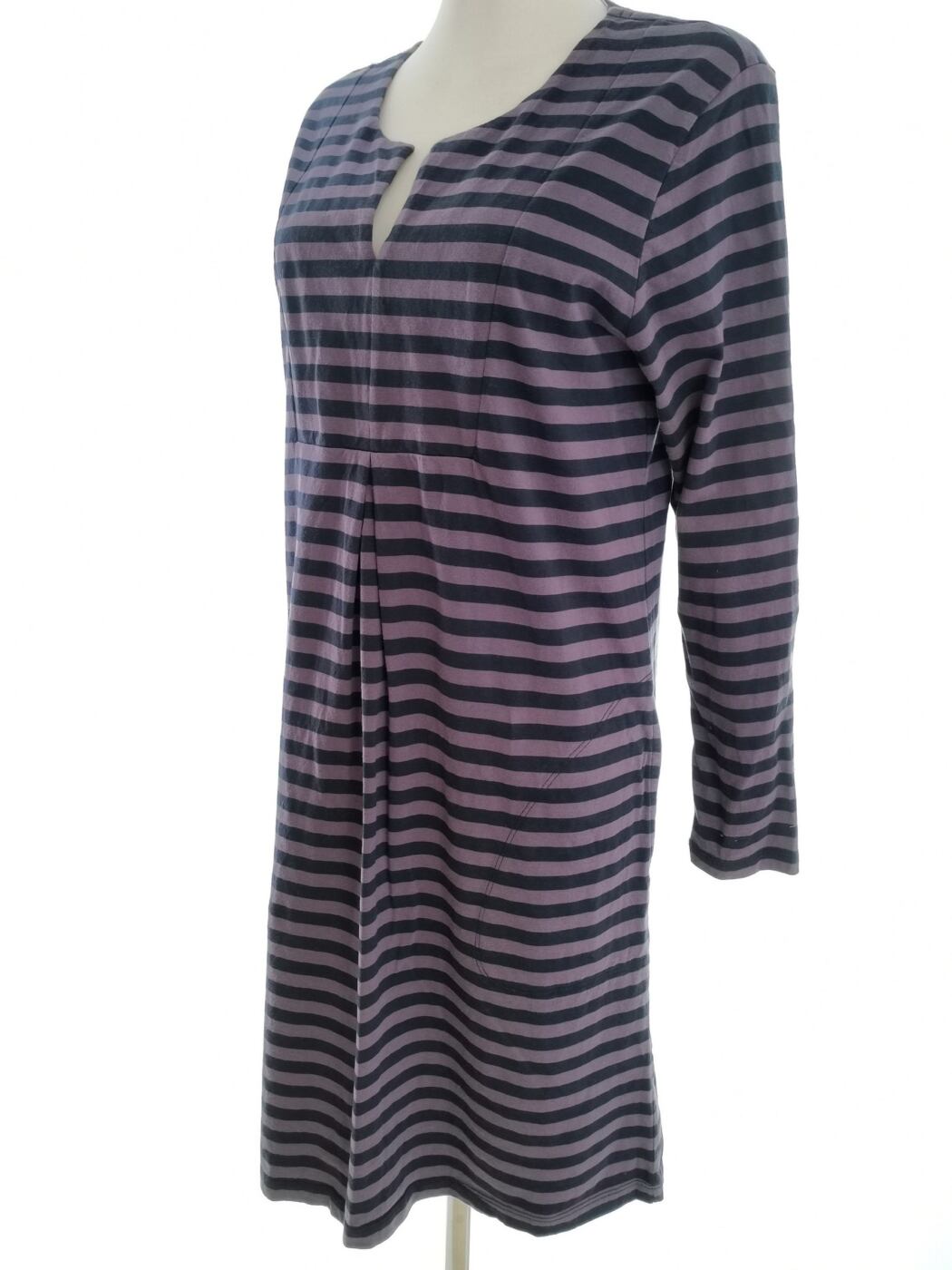 Gudrun Sjödén Rozmiar M Kolor Fioletowy Pasy Split Crew Neck Sukienka Sweterkowa Długi rękaw Midi Materiał Bawełna 100%