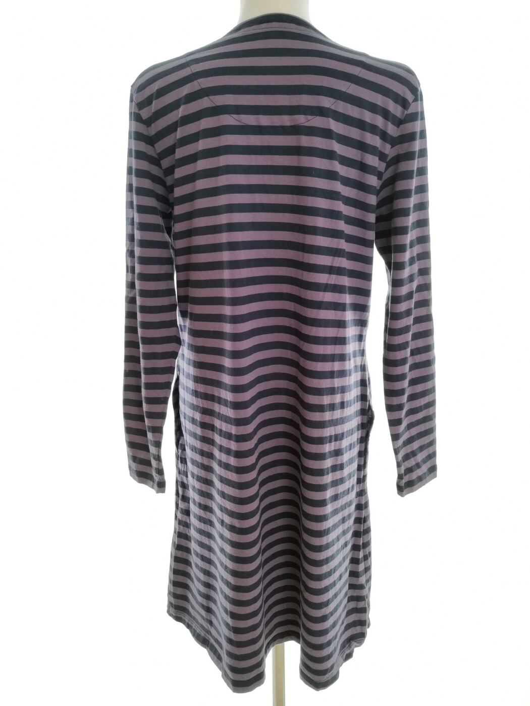 Gudrun Sjödén Rozmiar M Kolor Fioletowy Pasy Split Crew Neck Sukienka Sweterkowa Długi rękaw Midi Materiał Bawełna 100%