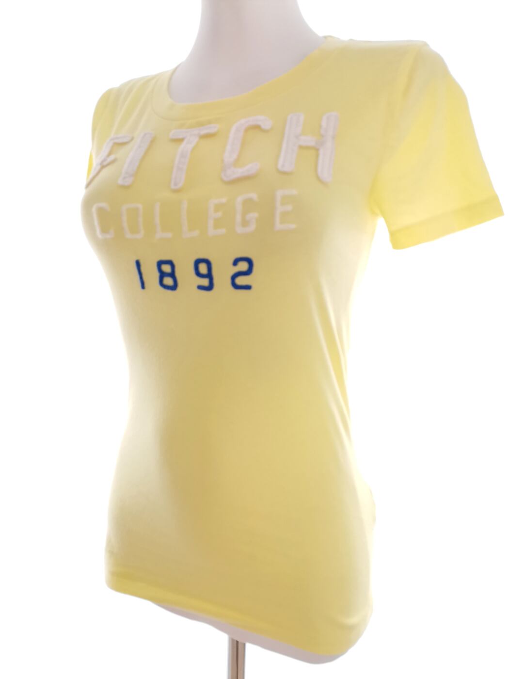 ABERCROMBIE & FITCH Rozmiar S Kolor Żółty Crew Neck T-Shirt Krótki rękaw Materiał Bawełna