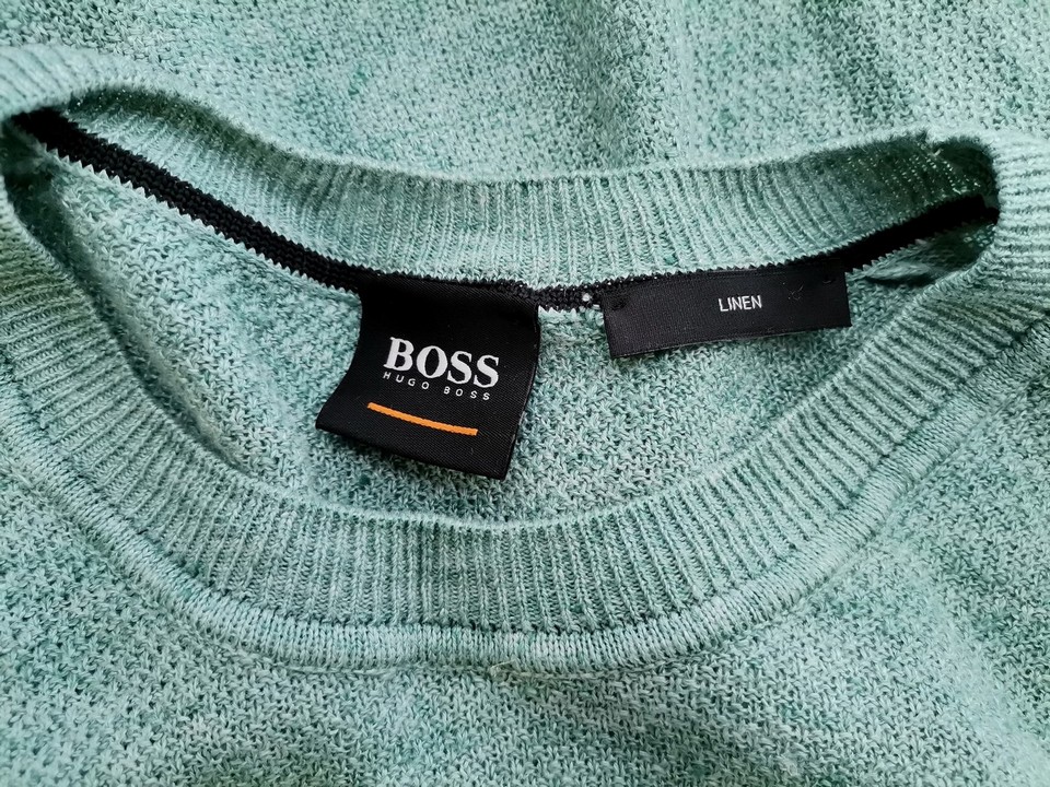 IMG_20210527_120450.jpg Hugo Boss Rozmiar L Kolor Miętowy Męski Sweter Długi rękaw Materiał Len 100%