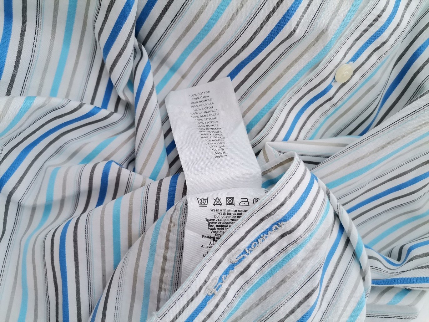 IMG_20210527_123243.jpg BEN SHERMAN Rozmiar L Kolor Niebieski Pasy Kołnierz Męska Koszula Casual Długi rękaw Materiał Bawełna 100%