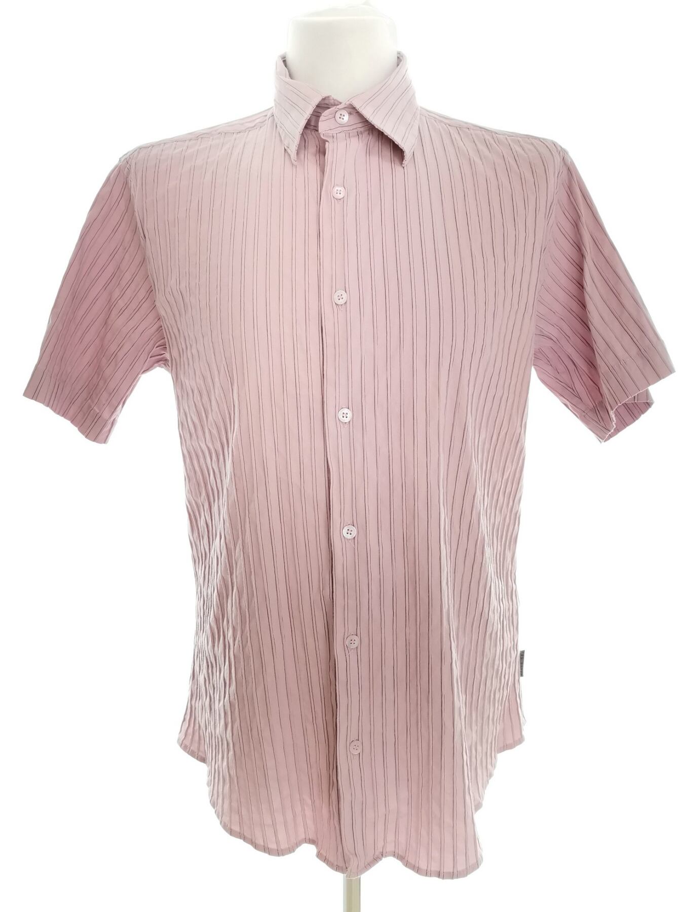 Ted Baker Rozmiar 5 (XXL) Kolor Lawendowy Pasy Kołnierz Męska Koszula Casual Krótki rękaw Materiał Bawełna