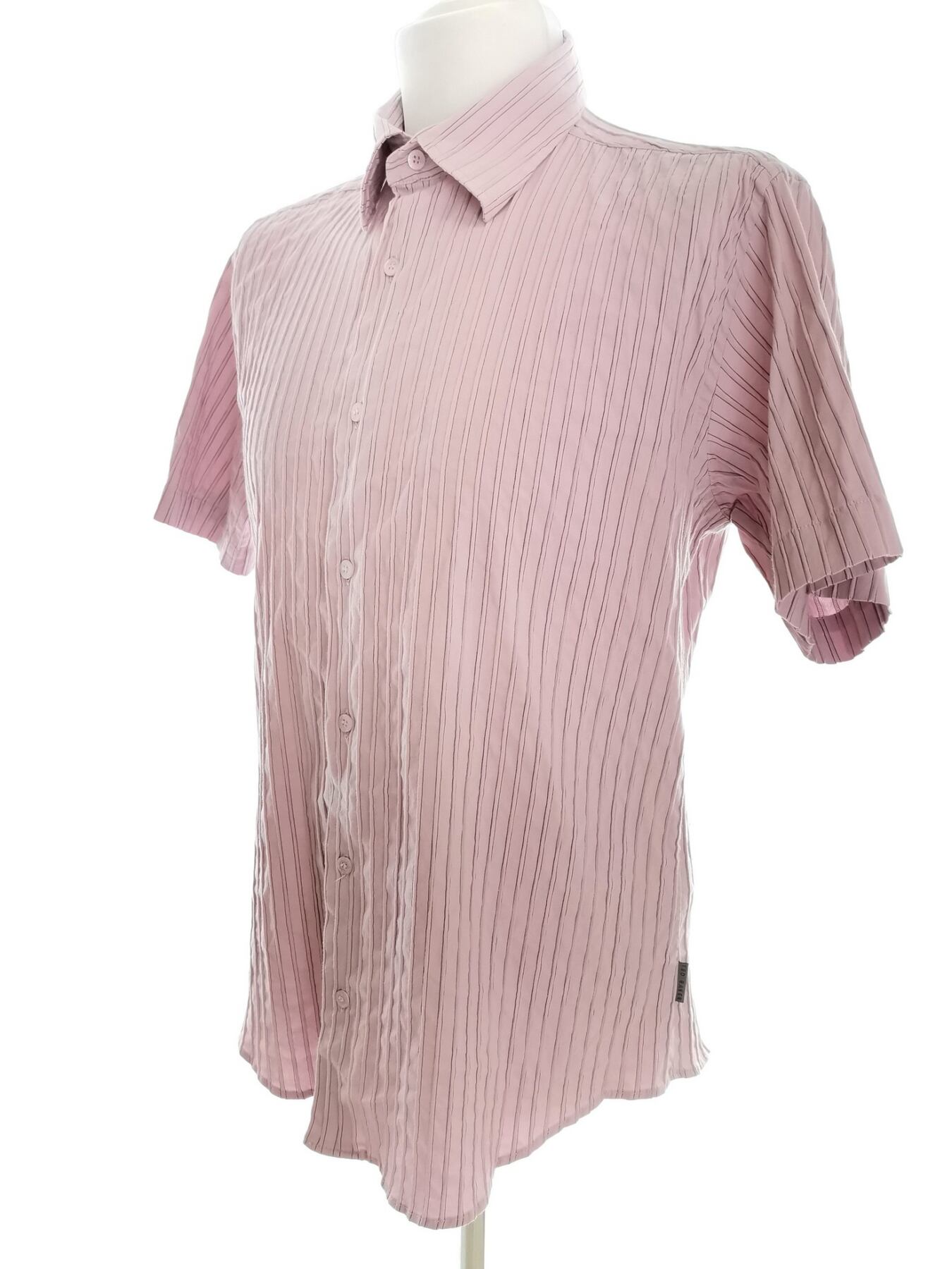 IMG_20210527_132055.jpg Ted Baker Rozmiar 5 (XXL) Kolor Lawendowy Pasy Kołnierz Męska Koszula Casual Krótki rękaw Materiał Bawełna