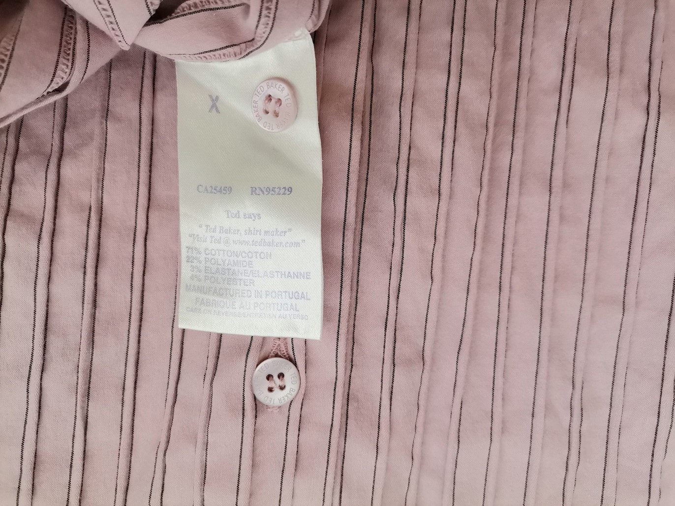IMG_20210527_132141.jpg Ted Baker Rozmiar 5 (XXL) Kolor Lawendowy Pasy Kołnierz Męska Koszula Casual Krótki rękaw Materiał Bawełna