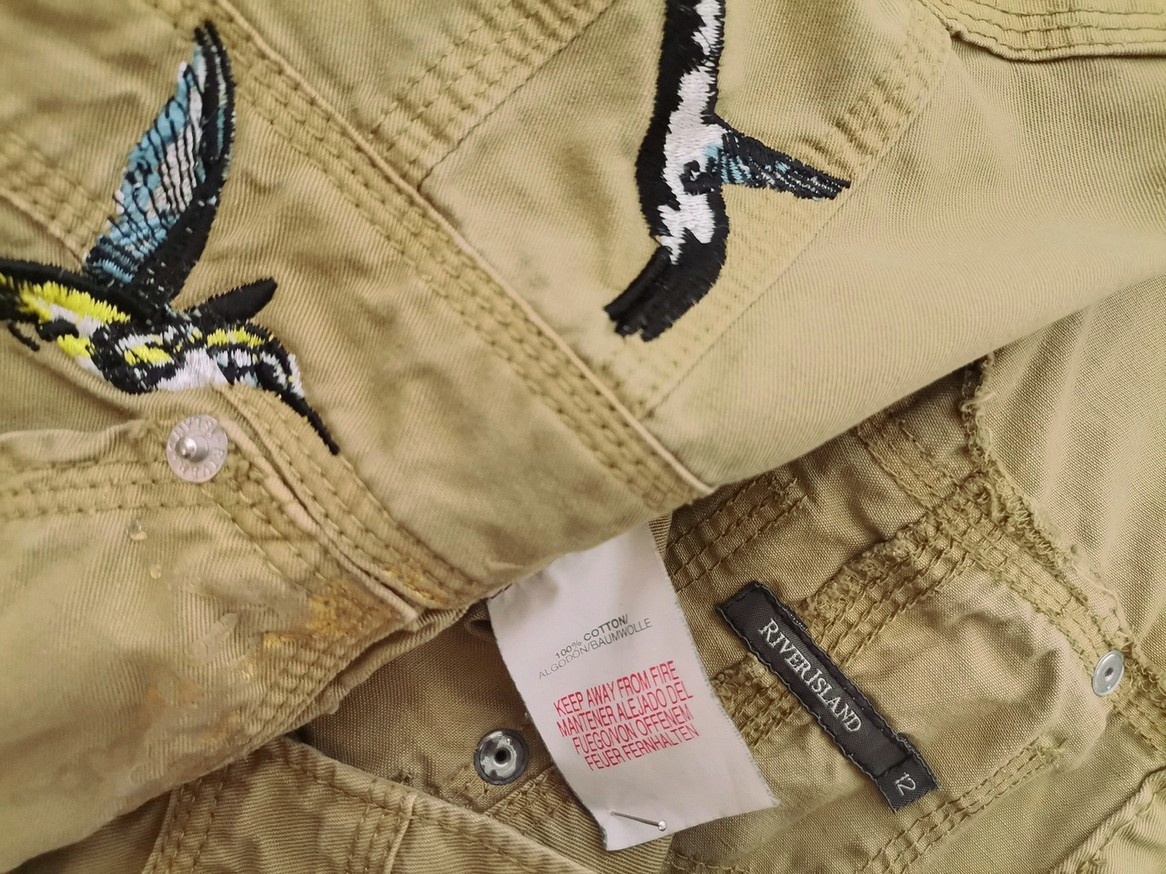 IMG_20210527_151610.jpg River island Rozmiar 12 (38) Kolor Khaki Kołnierz Żakiet z zapięciem Krótki rękaw Materiał Bawełna 100%