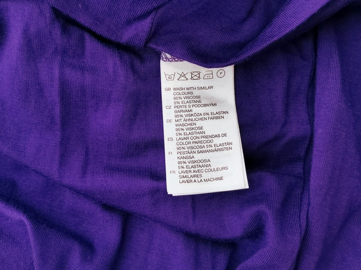 H&m Rozmiar 32 Kolor Fioletowy Drapowany dekolt Sukienka Sweterkowa Krótki rękaw Midi Materiał Wiskoza