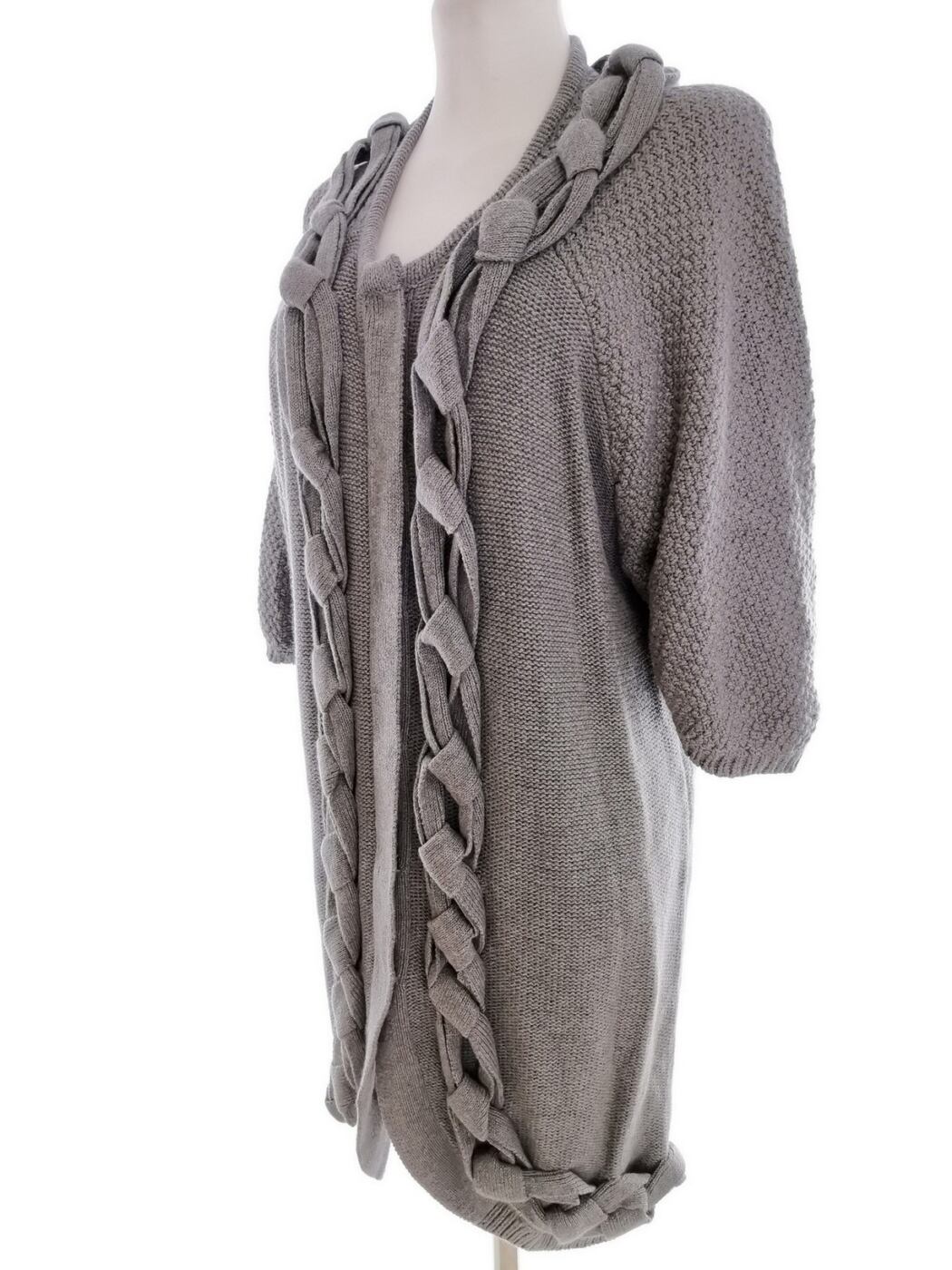 IN WEAR Rozmiar M Kolor Szary Okrągły dekolt Długi Zapinany Kardigan Płaszcz Rękaw 3/4 Materiał Bawełna IN WEAR Rozmiar M Kolor Szary Okrągły dekolt Długi Zapinany Kardigan Płaszcz Rękaw 3/4 Materiał Bawełna