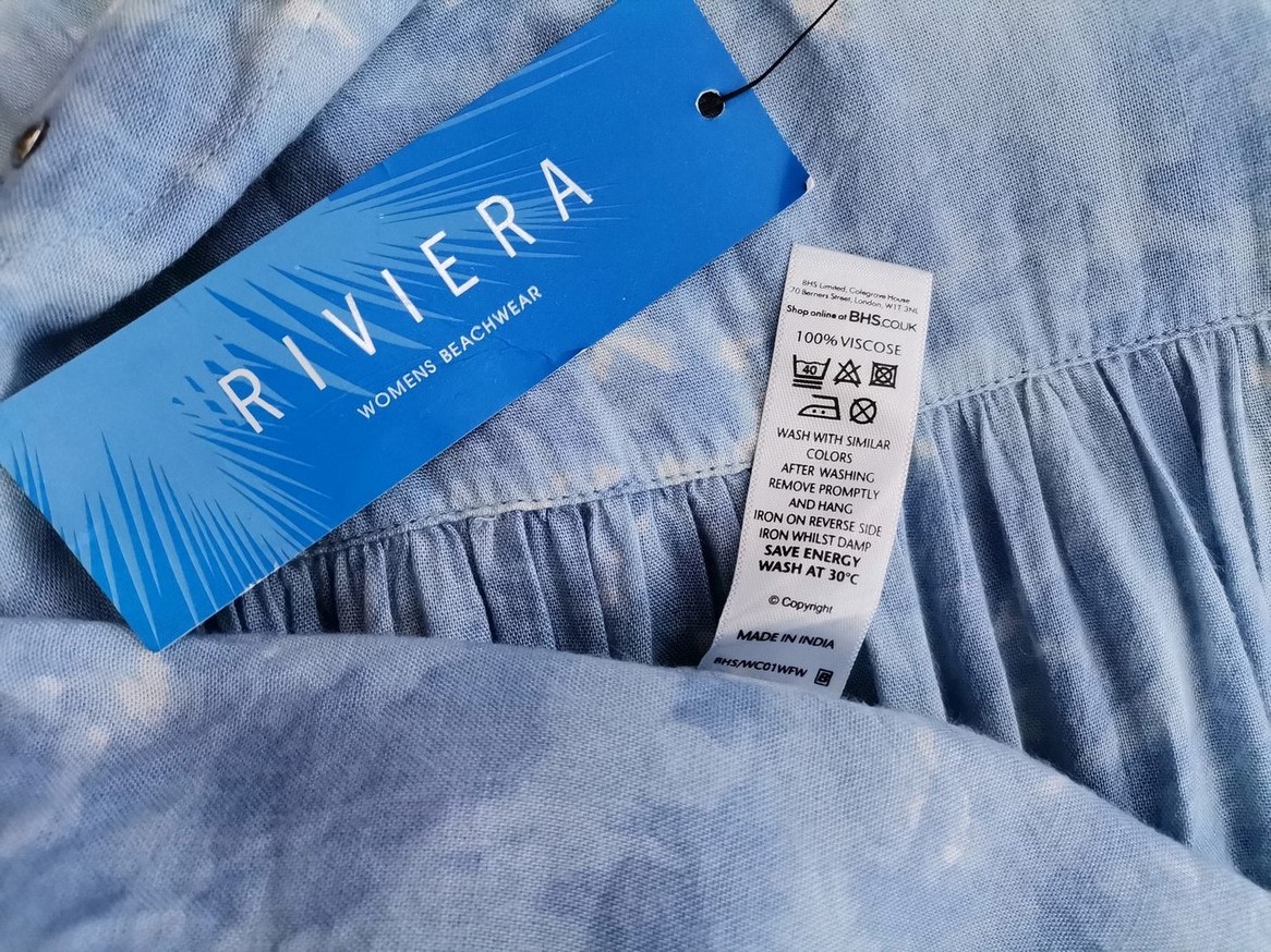 RIVIERA Rozmiar M Kolor Niebieski Dekolt U Sukienka Mini Bezrękawnik Krótka Materiał Wiskoza 100% RIVIERA Rozmiar M Kolor Niebieski Dekolt U Sukienka Mini Bezrękawnik Krótka Materiał Wiskoza 100%