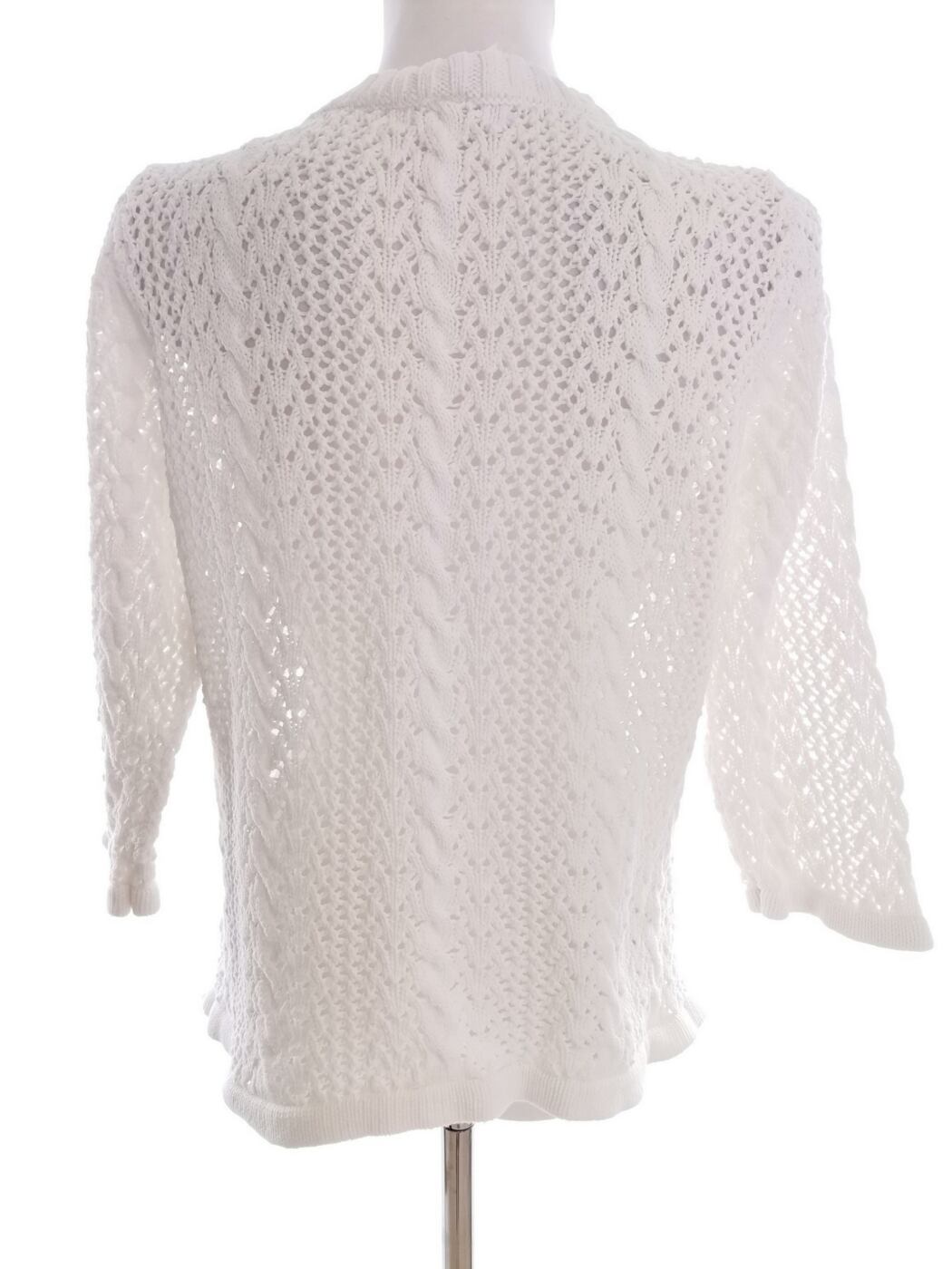IMG_20210528_151130.jpg Mingel Rozmiar XL Kolor Biały Crew Neck Sweter Rękaw 3/4 Materiał Bawełna 100% Otwarta dzianina