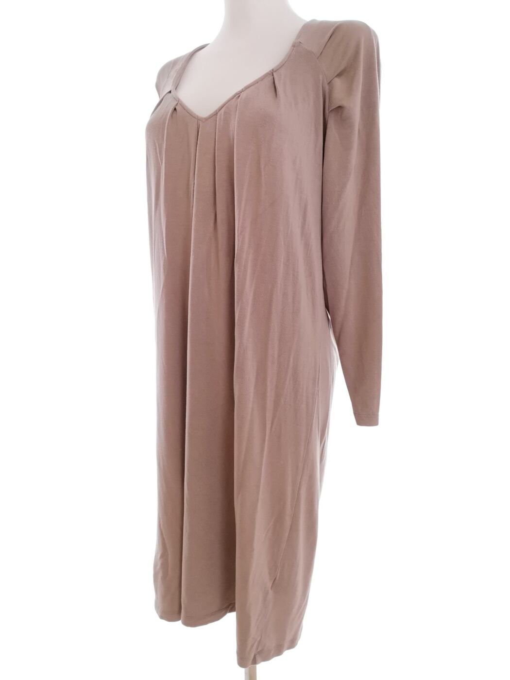 Day Birger Et Mikkelsen Rozmiar XL Kolor Szary W serek Sukienka A-Line Rękaw 3/4 Midi Materiał Modal Day Birger Et Mikkelsen Rozmiar XL Kolor Szary W serek Sukienka A-Line Rękaw 3/4 Midi Materiał Modal