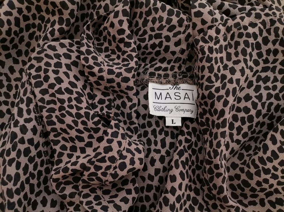 The Masai Rozmiar L Kolor Szary Panterka Drapowany dekolt Tunika Bluzka Rękaw 3/4 Materiał Wiskoza 100%