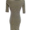 Rozmiar 8 (36) Kolor Żółty Pasy Okrągły dekolt Sukienka Bodycon Krótki rękaw Do Kolan