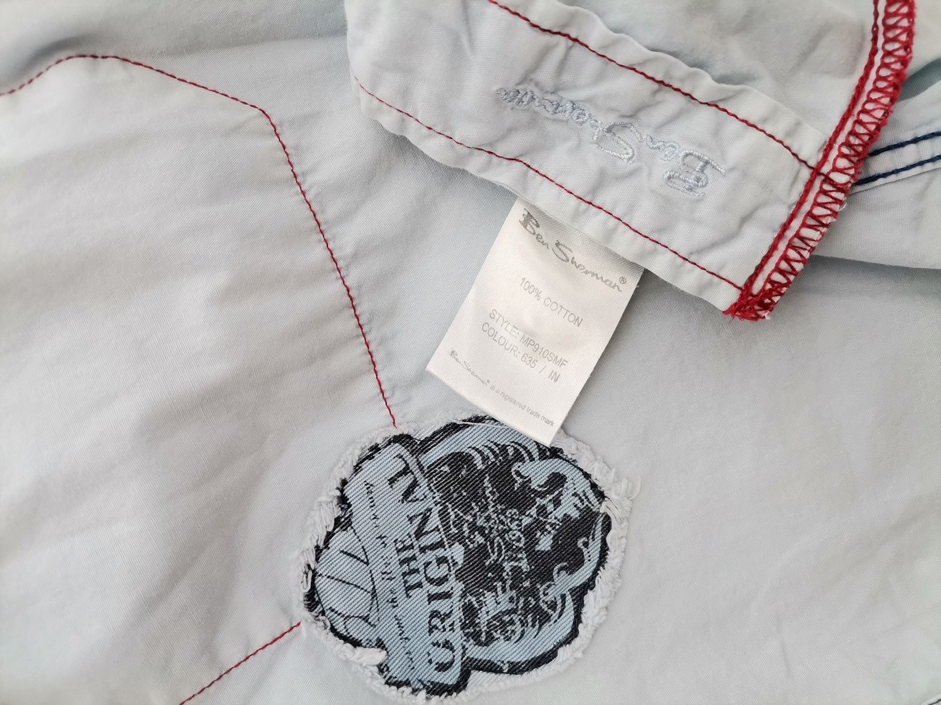 IMG_20210601_110943.jpg BEN SHERMAN Rozmiar M Kolor Niebieski Kołnierz Męska Koszula Casual Krótki rękaw Materiał Bawełna 100%