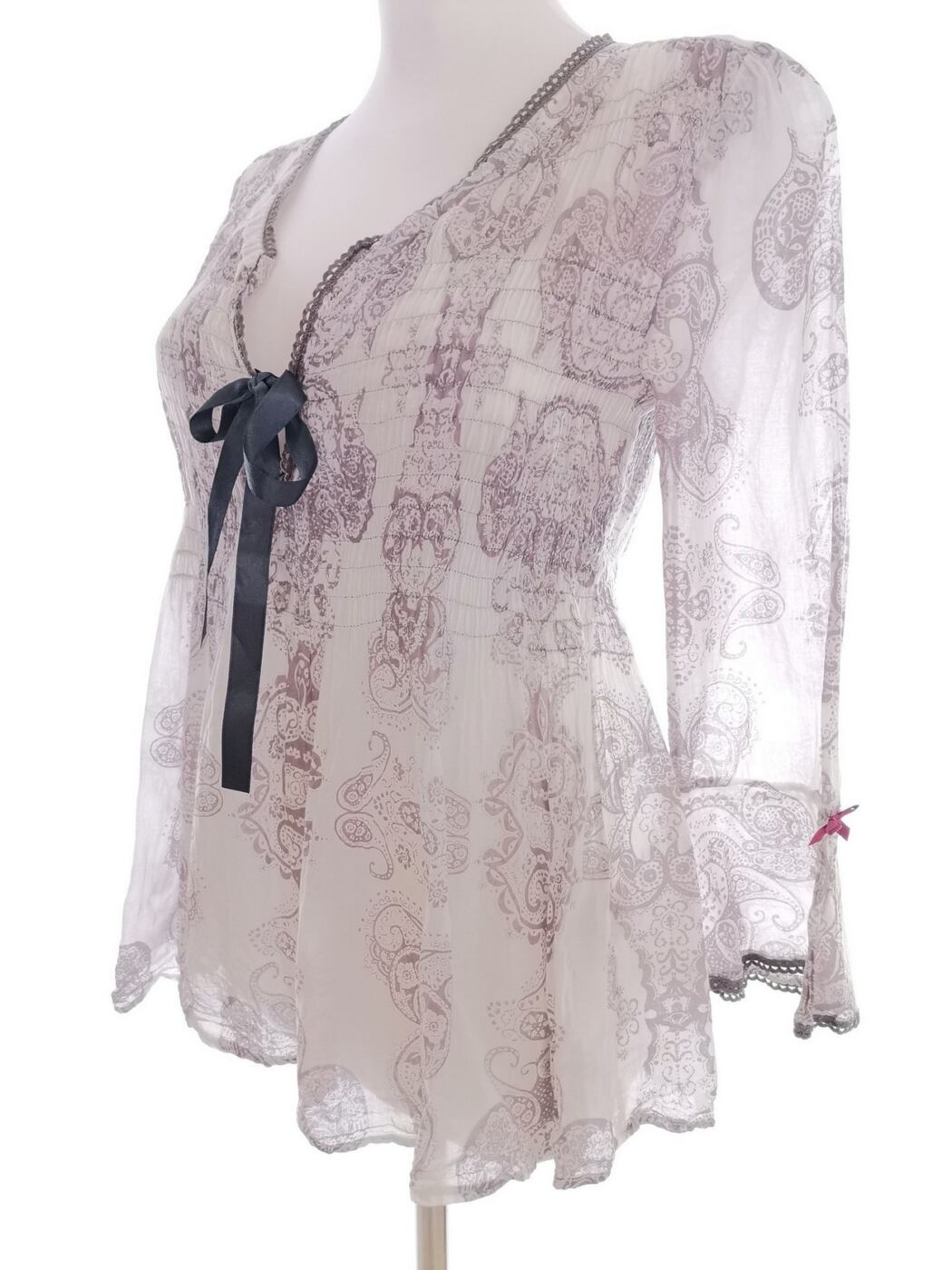 IMG_20210601_142757.jpg Odd molly Rozmiar 1 (36) Kolor Fioletowy Damask Paisley Split Crew Neck Bluzka Rękaw 3/4 Materiał Bawełna 100%
