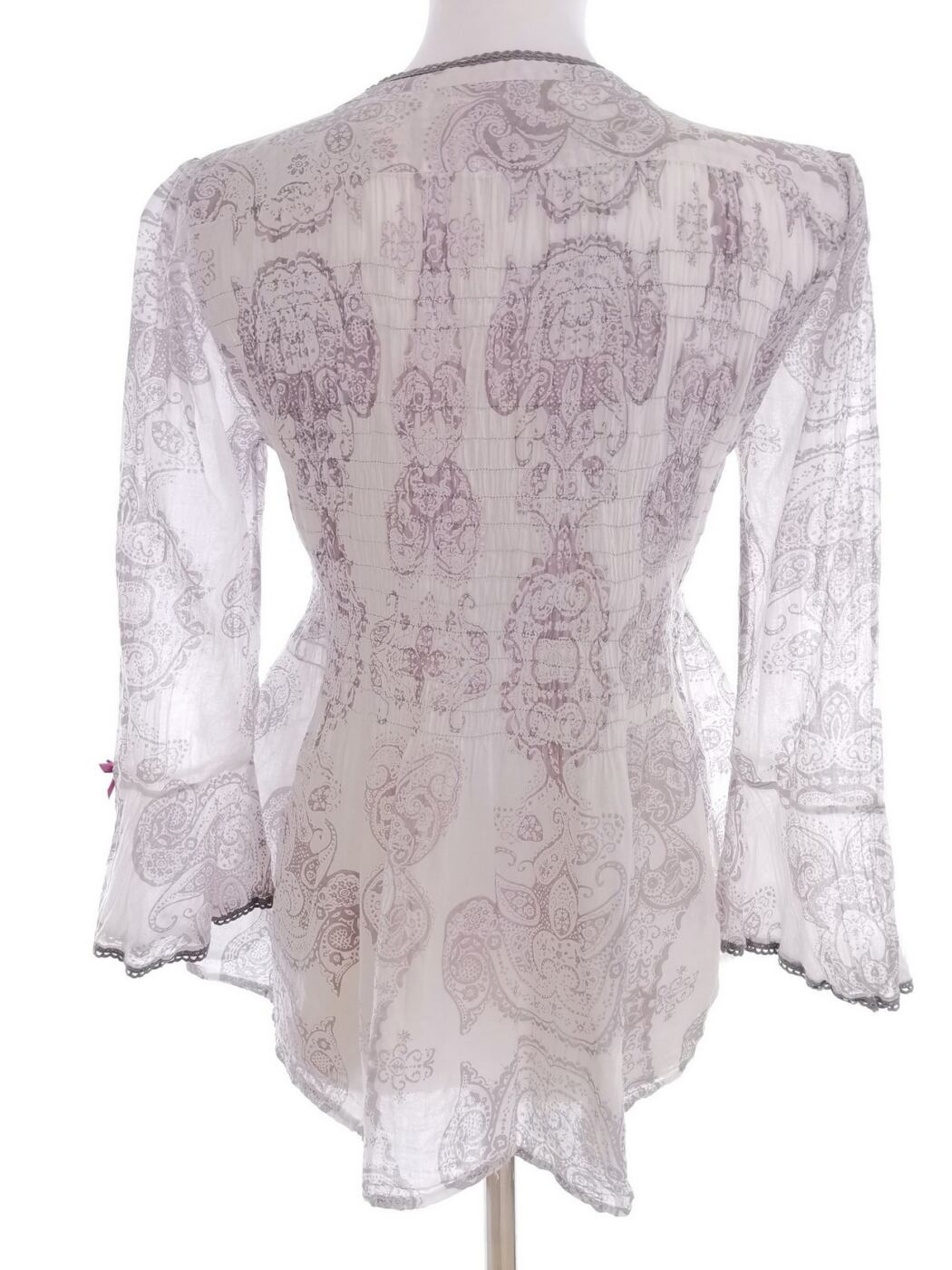 IMG_20210601_142802.jpg Odd molly Rozmiar 1 (36) Kolor Fioletowy Damask Paisley Split Crew Neck Bluzka Rękaw 3/4 Materiał Bawełna 100%