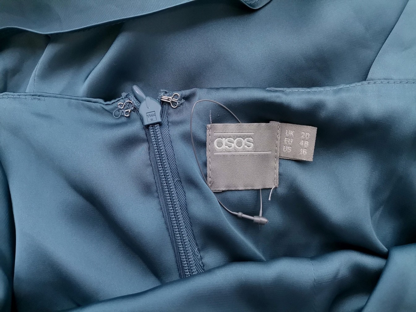 ASOS Rozmiar 20 (48) Kolor Niebieski W serek Sukienka Maxi Bezrękawnik Długa