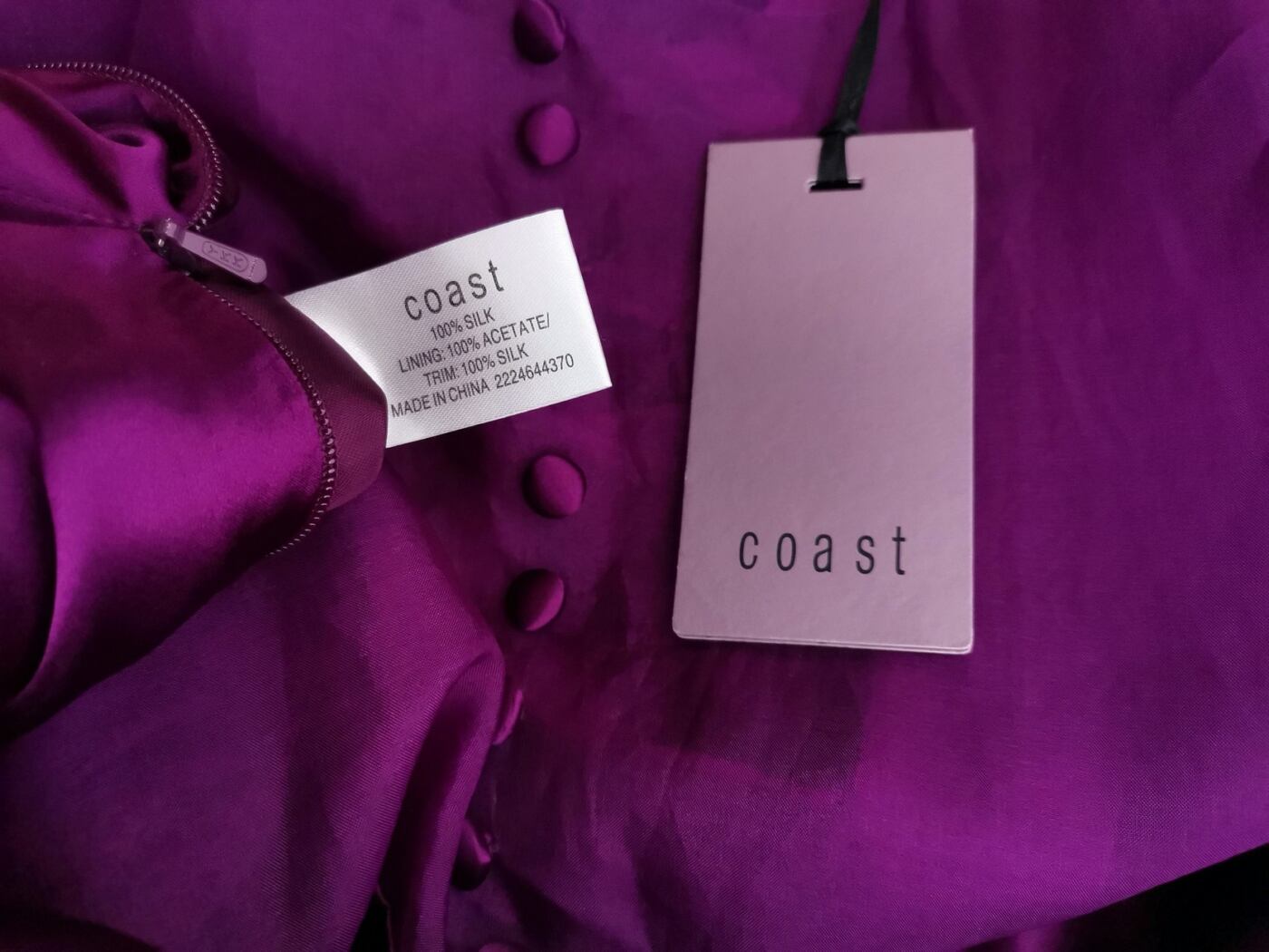 Coast Rozmiar 14 (42) Kolor Fioletowy Dekolt Serce Suknia Balowa Sukienka Wieczorowa Bezrękawnik Długa Materiał Jedwab 100% Coast Rozmiar 14 (42) Kolor Fioletowy Dekolt Serce Suknia Balowa Sukienka Wieczorowa Bezrękawnik Długa Materiał Jedwab 100%