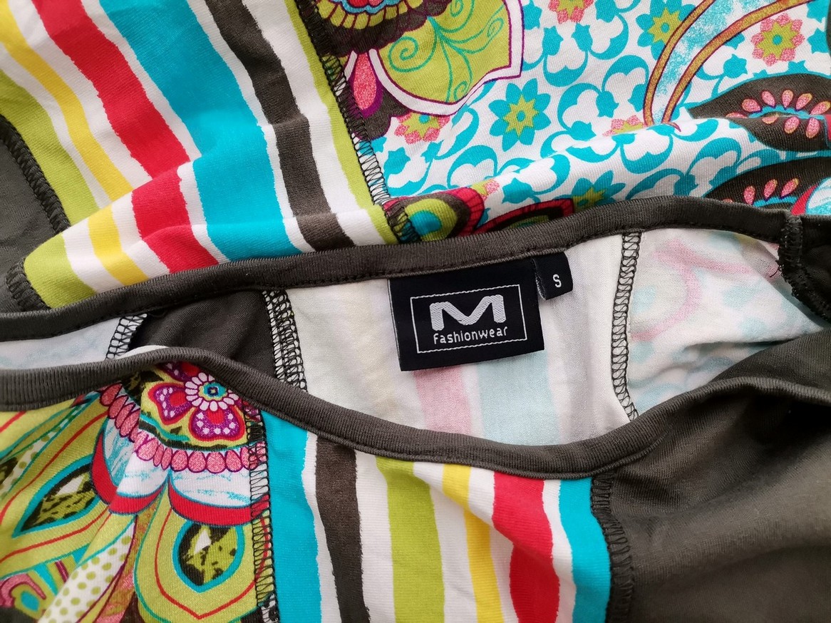 M Fashionwear Rozmiar S Kolor Khaki Pasy Okrągły dekolt Tunika Bluzka Rękaw 3/4 Materiał Wiskoza M Fashionwear Rozmiar S Kolor Khaki Pasy Okrągły dekolt Tunika Bluzka Rękaw 3/4 Materiał Wiskoza