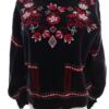 Vintage Rozmiar 38/40 Kolor Czarny Crew Neck Sweter Długi rękaw Cienka dzianina