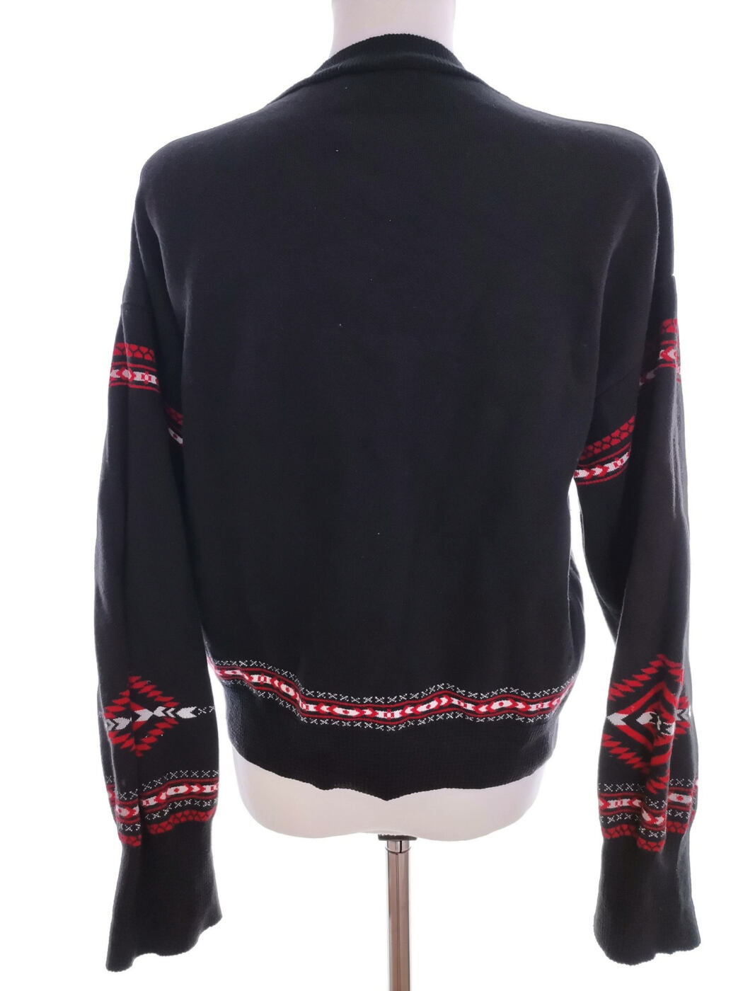 Vintage Rozmiar 38/40 Kolor Czarny Crew Neck Sweter Długi rękaw Cienka dzianina