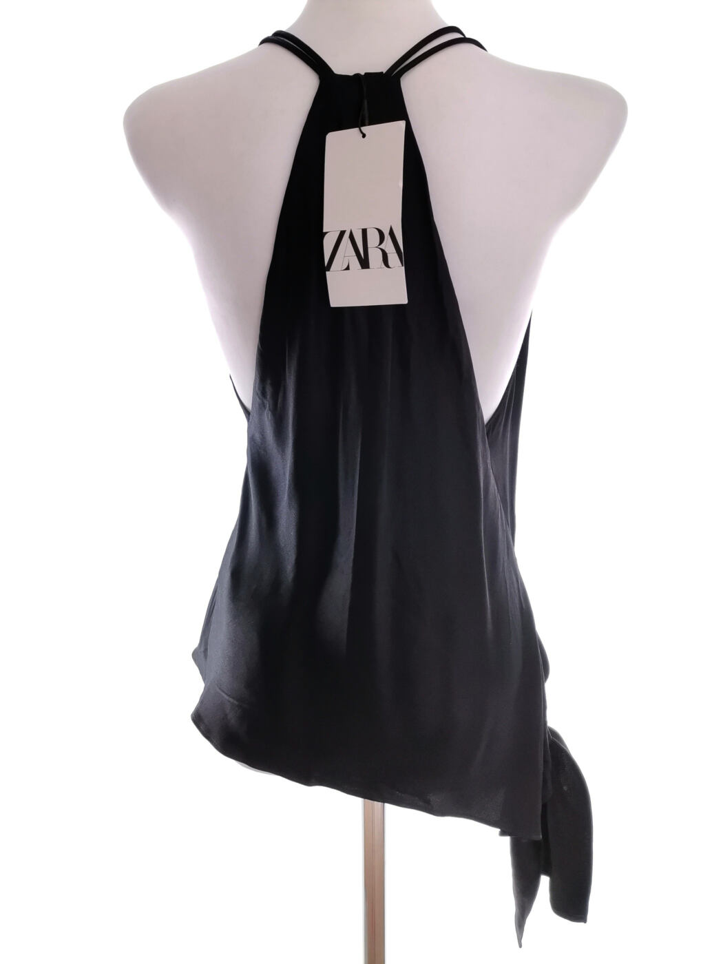 Zara Rozmiar M Kolor Czarny Głęboki Serek Bluzka Bezrękawnik Materiał Wiskoza 100%