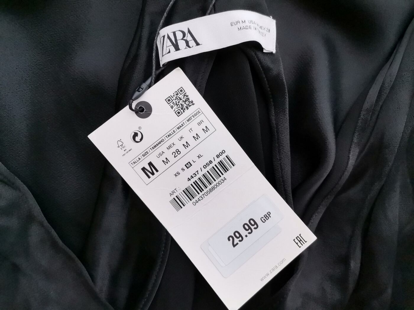 Zara Rozmiar M Kolor Czarny Głęboki Serek Bluzka Bezrękawnik Materiał Wiskoza 100%